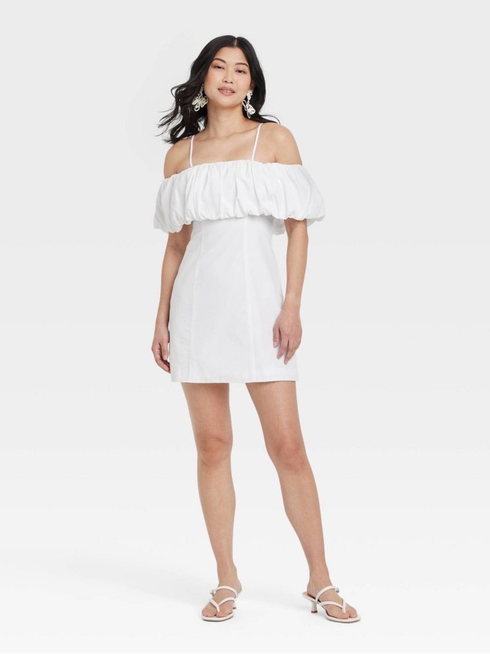 a new day White Off-Shoulder Mini Dress with Ruffle Trim